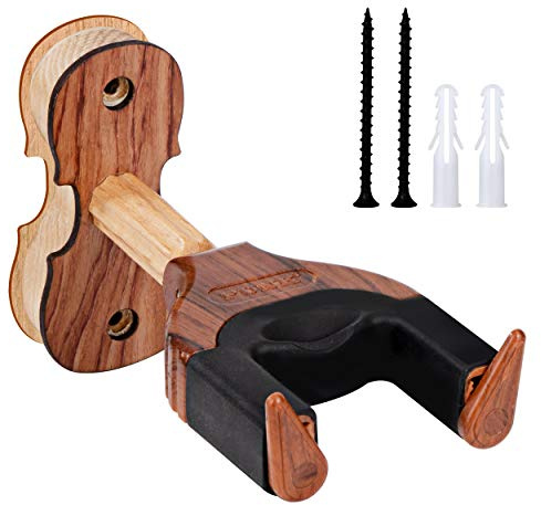 Support Mural pour Violon, Crochet de Cintre avec Verrouillage Automatique, Accroche de Ukulélé Mandoline en Bois dur pour une Utilisation Murale et Maison et le Studio
