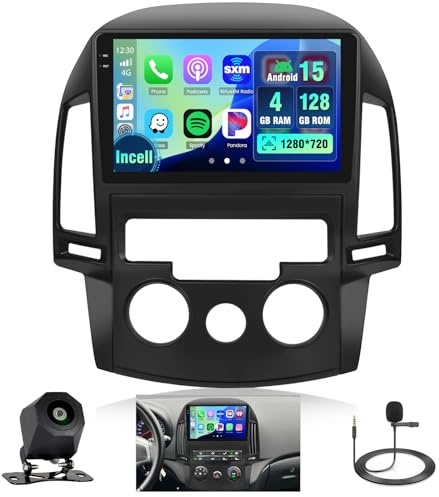 Hikity 4+128G 9 Radio Android para Hyundai i30 2006-2011 Wireless CarPlay | Incell Pantalla Táctil GPS Navi Bluetooth 5.0 WiFi FM/RDS Cámara Trasera EQ 4+128G