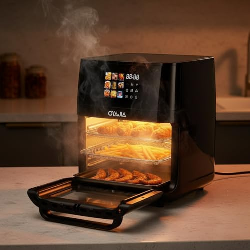 12L Family Size Air Fryer, 1800W Digital Kitchen Oven, Air Roast, Bake, Broil, Reheat, Dehydrate, Energy and Time Saver with 9 Pre-Sets for Oil Free & Low Fat Healthy Cooking