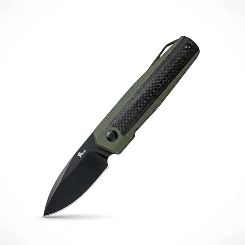 YF SMART EDC Taschenmesser D2 Stahl-Limitierte Edition,5.6 cm Slipjoint Klappmesser mit SKIFF Kugellager, G10 & Carbon Fiber Griff, §42a Konformes Klappmesser für Outdoor,Camping & Alltag (Schwarz)