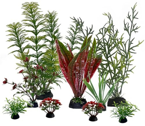 YIKUBO Artificial Aquatic Plants for Aquariums,9PCS Fish Tank Accessories Plastic Plants for Mini Ponds, Fish Tanks, Turtles Aquarium