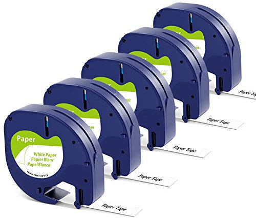 12mm x 4m Paper White 91220 Etikettenband Kompatibel mit Dymo Letratag Etikettenband Kompatibel mit Dymo LetraTag LT-100H/plus,LetraTag 200B,LetraTag XR, LT-110T/plus, QX50, 2000, XM (Paper/Papier)
