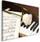 Feeby Bilder Musik Instrumente Klavier 70x50 cm Wohnzimmer Schlafzimmer Büro Flur Küche Wandbilder Modern Bild auf Leinwand Wanddekoration Kunstdruck Design Keyboards Noten Rose Weiß