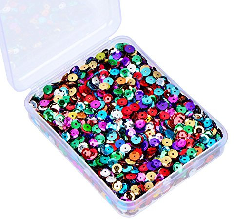 Whaline 20,000 Pcs Bulk Loose Sequins Round Cup Sequins Iridescent Spangles Flat Beads with Storage Box for Crafts, Sewing, Slime, Wedding, Christmas DIY Arts Crafts, 80 Grams, 6 mm