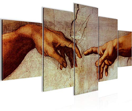 Runa Art - Bilder Creation of Adam Michelangelo 200 x 100 cm 5 Teilig XXL Wanddekoration Design 700151a