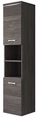 Badezimmer Schrank Paso 160cm Grau Eiche – Regal Hochschrank Möbel Badschrank
