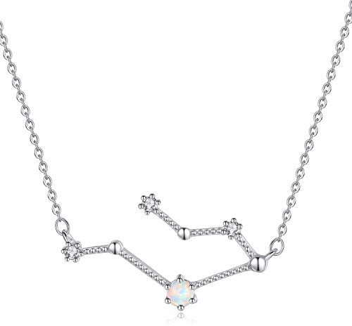 VIKI LYNN Women 925 Sterling Silver Created Opal Gemini Zodiac Necklace Star Sign Jewellery for women