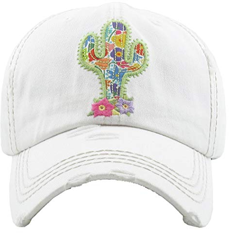 Baseballkappe, Vintage-Stil, Kaktus, Weiß