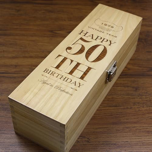 English Pewter Company Sheffield, England Unique Personalised 50th Birthday Gift - Luxury Wooden Wine Champagne Whisky Box Satin Lined [HING07]