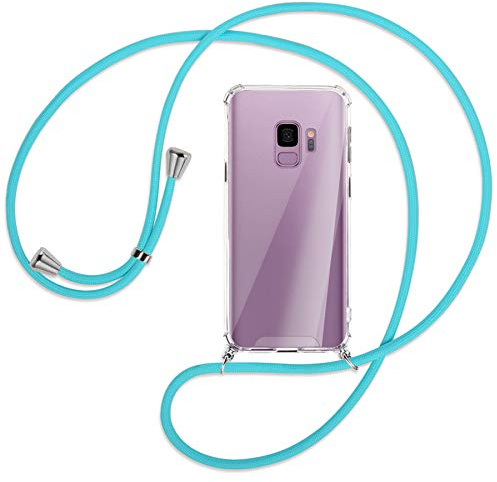 mtb more energy Handykette kompatibel mit Samsung Galaxy S9 (SM-G960, 5.8'') - türkis - Smartphone Hülle zum Umhängen - Anti Shock Full TPU Case