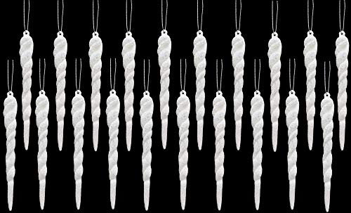 Christmas Concepts® 12cm Glitter Icicle Decorations Christmas Tree Trims (WHITE, 20)