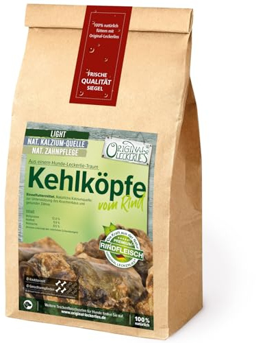 ORIGINAL LECKERLIES Rinderkehlköpfe 2kg, für Hunde, reines Naturprodukt | Kehlkopf vom Rind: Kauartikel, Kausnack mit langem Kauspaß, fleischige und große Stücke, natürliche Kalziumquelle, barfen