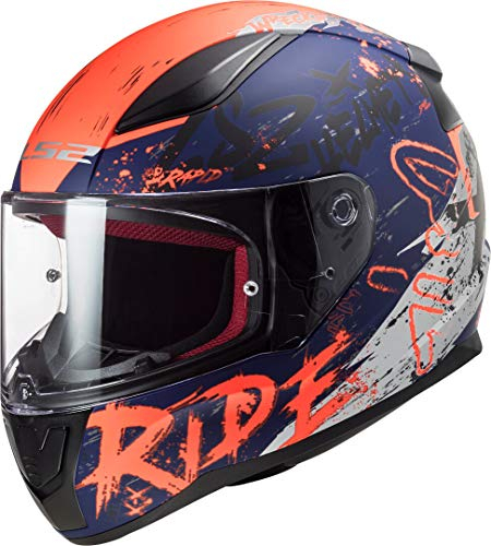 LS2 Herren NC Motorrad Helm, Schwarz/Orange/Blau, M