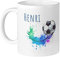 GRAZDesign Fußballtasse mit Namen Kinder Fussball, personalisierte Tasse Kindertasse, Namenstasse Geschenk Weihnachten Geburtstag, Kakao Becher, Keramik 330ml