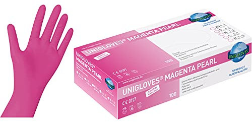 eeddoo Nitril - Handschuhe - Pink - 100 Stk. - puderfrei - Unigloves Magenta Pearl (S)