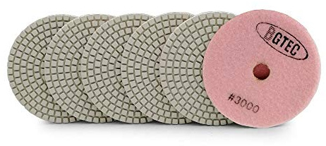 BGTEC 100mm nasser Diamant Polierpads Satz 6 Stücke Körnung 3000 Pads Bausatz für Granit Marmor Stein Quarz Fliesen Beton
