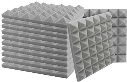 SK Studio 12 Stück Akustikschaumstoff Noppenschaumstoff Akustik Schaumstoff Schall Dämmung Dämmung für Tonstudio Schallabsorbierende Dämpfungswand Schaumpyramide 30x30x2.5cm, Grau
