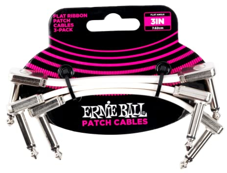 Ernie Ball Flachband-Patchkabel, 3er-Pack, 7,62 cm, Weiß
