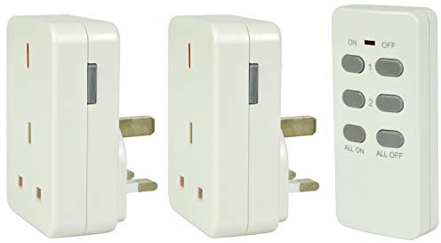 Mercury 350.117UK White Wireless Remote Control Mains Socket - Pack of 2