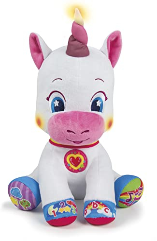 Clementoni 50544 Unicornio de peluche interactivo electrónico parlante juguete para niños a partir de 6 meses, versión Polonia, multicolor