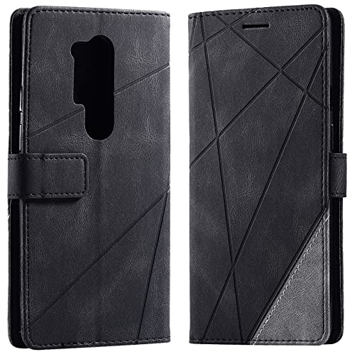 Vankii Kompatibel mit OnePlus 8 Pro Hülle, Flip Wallet Handyhülle PU Leder Brieftasche Tasche Case Stoßfeste Schutzhülle [Kartenschlitzen] [Magnetverschluss] [Standfunktion] (Schwarz)