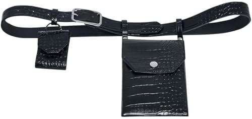 Urban Classics Unisex Croco Synthetic Leather Belt With Pouch black/silver, S/M