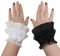 JK Home 2 Pairs False Sleeve Wrist Cuff Gloves, Lace Ruffle Layered Stretch Detachable Fake Sleeve Cuffs, Gothic Steampunk Jabot Cuffs Bracelet Costume F