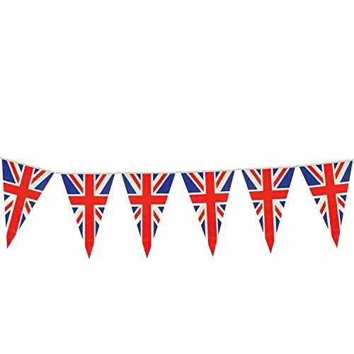 Lizzy Union Jack Party Decorations | King Charles III Coronation 2023 | Indoor or Outdoor Party Supplies Decorations Day Celebrations Football Games (1 x 7m 25Flags Union Jack Bunting)