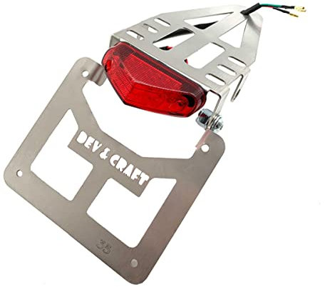 Portatarga 50 CC HM 50 Fantic 50 Valenti 50 Pieghevole Moto Motard Enduro con Faretto Led Rosso