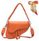 Vintage Satteltasche für Damen 90er Jahre Retro Kleine Retro Saddle Bag mit Reißverschluss Pu-Leder Umhängetasche Lässige Multifunktions Crossbody Handtasche für Alltag, Party, Geschenk (Orange-S)