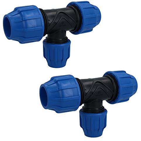 32 x 25 x 32mm MDPE Tee T-Piece Water Pipe Fitting Coupling Connector 2pk