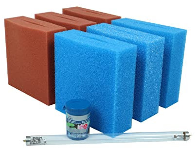 Wacredo Wartungspaket für Oase Biotec 10 Teichfilter Schwamm Set Filterstarter 1x 15 Watt Leuchtmittel Komplettset Wasseraufbereitung Filterschwamm Teichpflege Ersatzschwämme