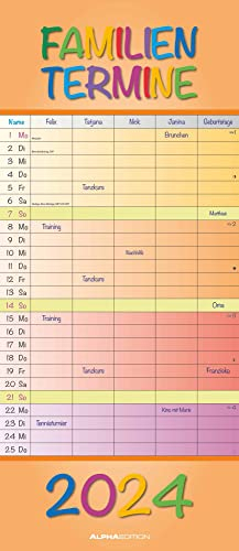 Regenbogen 2024 Familienplaner - Terminkalender - Familienkalender - 19,5x45
