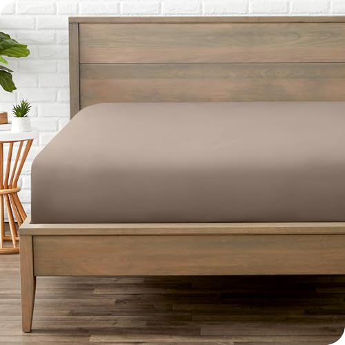 Bare Home Fitted Bottom Sheet Super King Size - Premium 1800 Ultra-Soft Microfibre Sheet - Wrinkle Free - Deep Pocket - 38 CM/15 IN Deep - Super King Fitted Sheet (Super King, Taupe)