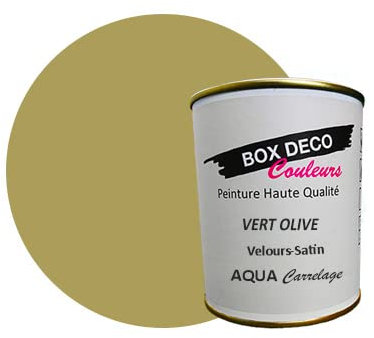 BOX DECO COULEURS Peinture carrelage et faïence murale à base de laque polyuréthane mono-composante aspect velours-satin Aqua carrelage - 750 ml / 7.5m², Vert Olive