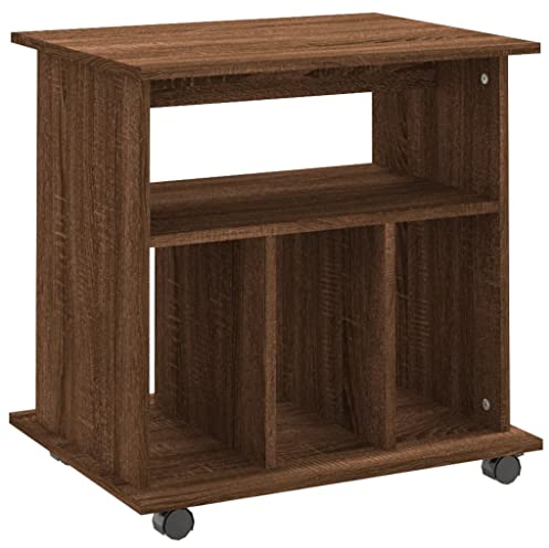 vidaXL Rollschrank, Rollcontainer mit viel Stauraum, Aktenschrank mit offenen Fächern, Mobiler Büroschrank, Braun Eichen Optik Holzwerkstoff