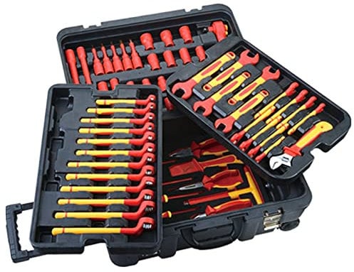 WEDO Insulated Tool Set 68Pcs,Diagonal Cutter Pliers, Insulated Ring Spanner,Needle Nose Pliers,Water Pump Pliers,Open End Wrench,T type wrench,Combination Pliers,VDE 1000V,IEC 60900
