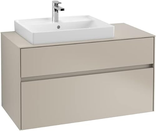 Villeroy & Boch Collaro Waschbeckenunterschrank 1000x548x500 mm, 2 Auszüge, für Waschbecken links, C01700, Farbe: Front/Korpus: Glossy White, Griff: White Matt