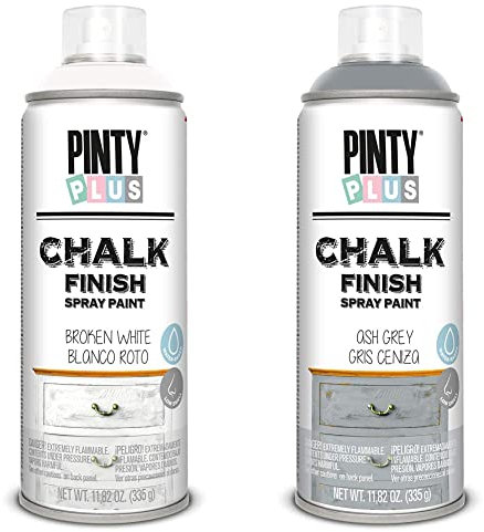 PINTYPLUS Pinty Plus Chalk Finish CK788 Spray Paint Broken White - Pintura en Aerosol, 400 ml, Blanco Roto & Pintura spray a la tiza CHALK 520cc gris ceniza CK798