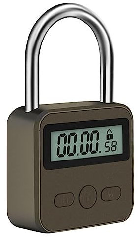 Metal Timer Lock, LCD Display Multi-Function Electronic Time, USB Rechargeable Timer Padlock