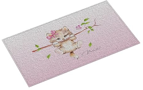 easyprint Teppich personalisiert mit Name | Kleine Katze | Kätzchen | rosa | 100 x 160 cm | Samtpfote | Ultrasoft 1.200 g/m² | Kinderteppich | Spielteppich | Kinderzimmer
