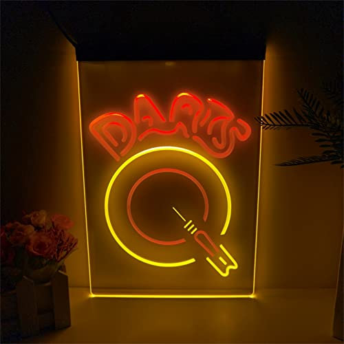 FINOTI Darts, Bar, Pub, Neon Sign Club Games LED Neon Sign with 2 Colour Displays Bar Pub Restaurant Club Entertainment Venue Ambience Decoration with Chain, G, 15.7 x 11.8 Inches