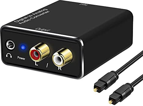 Kopinma Optical to 3.5mm Converter, Digital to Analog Audio Converter, Digital SPDIF Optical to Analog L/R 3.5Mm AUX Stereo Audio Adapter
