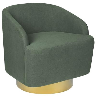 Sessel Stoff grün rund mit Drehfuntion Metallgestell gold Art-déco-Stil Lavik