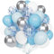 Globos Fiesta Azul Blanco y Plata, 60 Piezas 12 Pulgadas Globos Azul Pastel Metálico Plata Azul Mate con Globos Confeti para Decoraciones Cumpleaños Bodas Baby Shower
