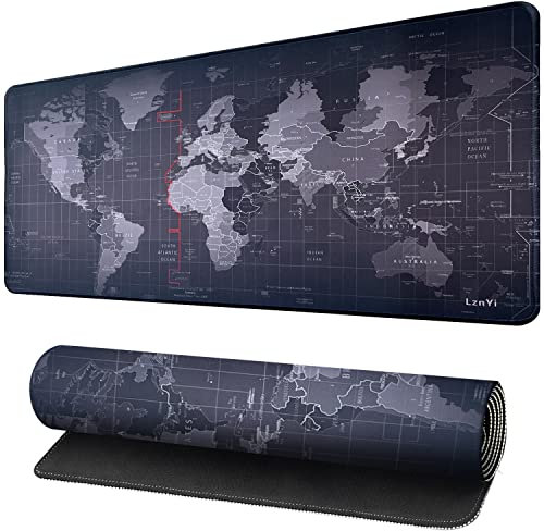 LznYi Extended Big Mouse Pad 600x300mm, Long Computer Keyboard Mouse Mat Mousepad with Non-Slip Base and Stitched Edge for Gaming Office Work (60x30 Map-UK)