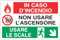 GLOBAL CARTELLO SEGNALETICO MULTI - IN CASO D'INCENDIO NON USARE L'ASCENSORE USARE LE SCALE - Adesivo Resistente, Pannello in Forex, Pannello In Alluminio (Adesivo, 20x31 cm)