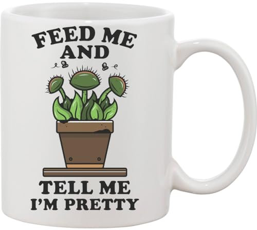 Feed Me and Tell Me I'm Pretty Venus Flytrap Ceramic Mug White