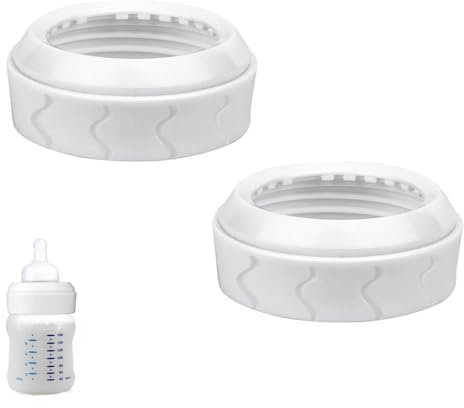 2pcs Replacement Bottle Nipple Ring Collars, Compatible with Dr. Brown's Wide Plastic & Glass Bottles 5oz & 9oz No Leak or Spills Bottle Nipple Collars Rings Feeding Baby Accessories