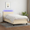 Keyroto Boxspringbett 80x200 Boxspringbett Einzelbett Boxspringbett mit Matratze & LED Stoff Creme 80x200 cm